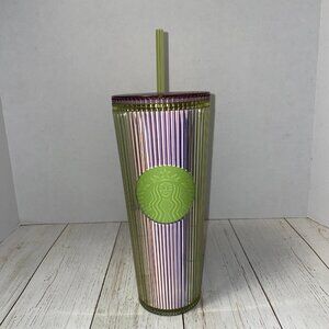 New NWT Starbucks Acrylic Plastic Tumbler Cold Cup, Tall, Pleated, Yellow